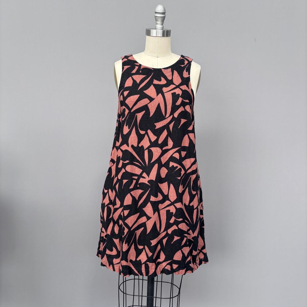 A New Day Rust Brown and Black Abstract Swing Dress Mini Sz Small